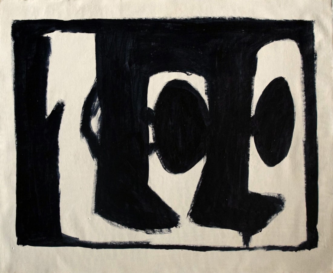 Vintage Abstract Canvas Motherwell , Modern Art 20th Century (1 of 4)