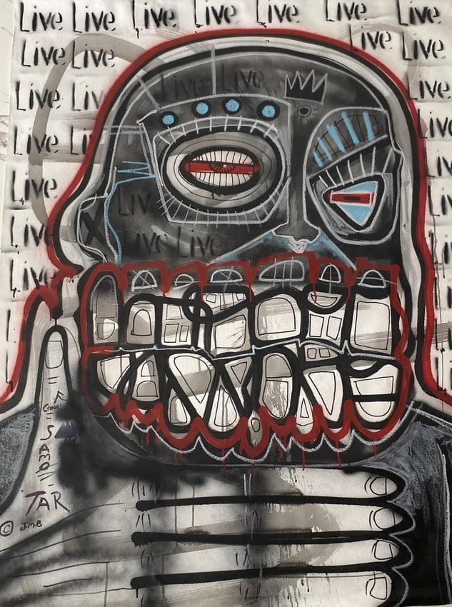 XXL Abstract Painting ON Canvas oil: XXL Abstract Painting ON Canvas oil, acrylic, paint marker, oil stick.Good Condition: Your art will be carefully packed and rolled in a tube box without bars. Size: 57 x 42 wide (edge to edge -un-stre