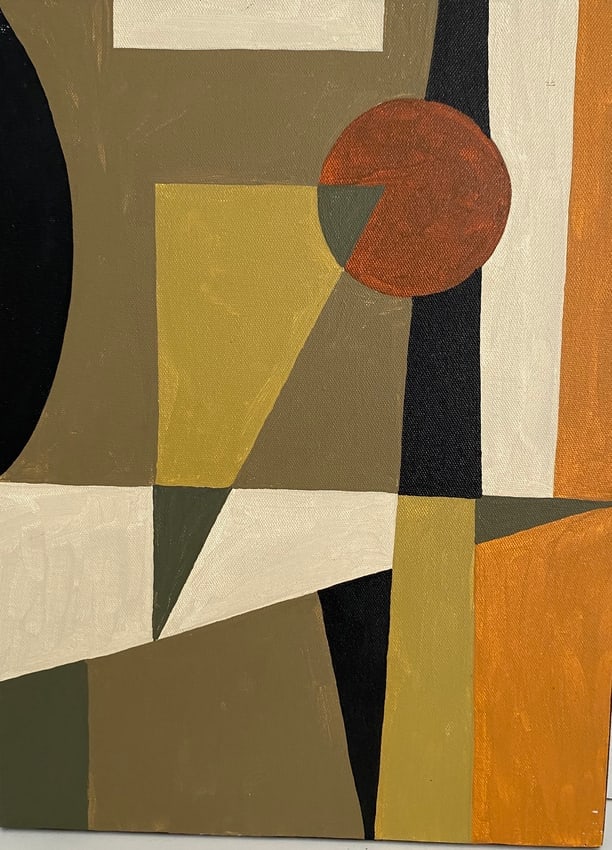 Geometric Painting on Canvas stamp on verso (1 of 3)