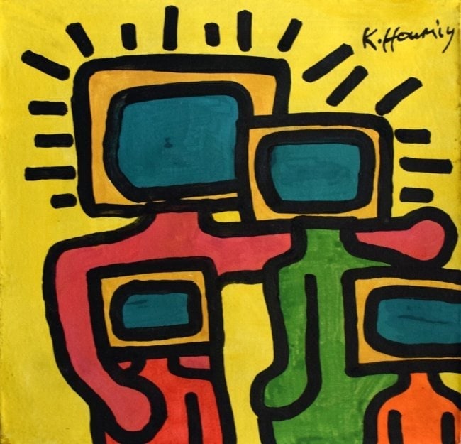 Keith Haring , Modern Art 20th Century Painting On Canvas (1 of 3)