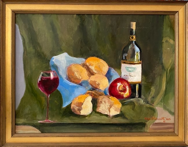 Original Painting on Canvas signed Ann Stewart: Original Painting on Canvas signed Ann Stewart Framed Hand paint Artist Ready to hang.NY Private Collection. Approximate Artwork Size: 24 x 18 Inches. - Approximate Frame Size: 27 x 21 Inches. Conditi