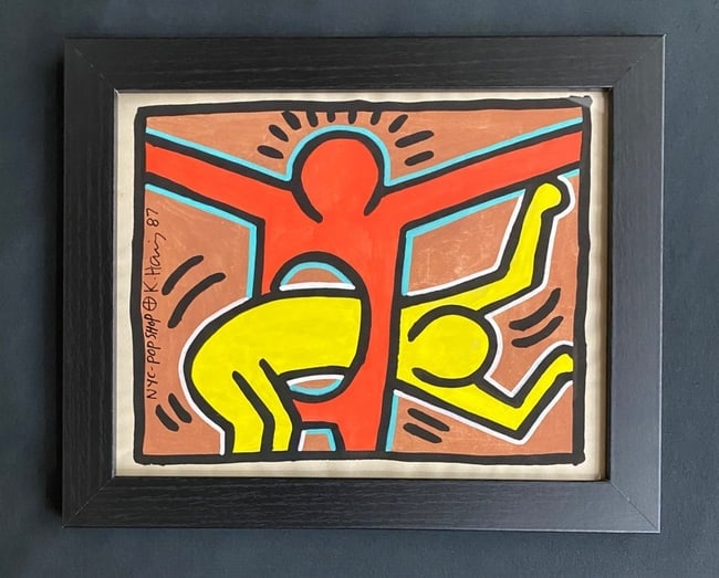 Keith Haring Drawing, Stamp on Verso (1 of 6)