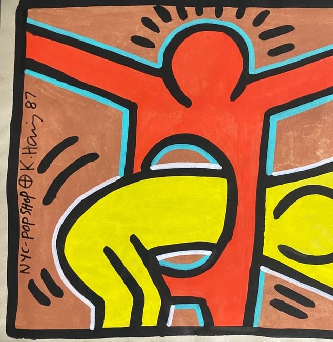 Keith Haring Drawing, Stamp on Verso (1 of 5)