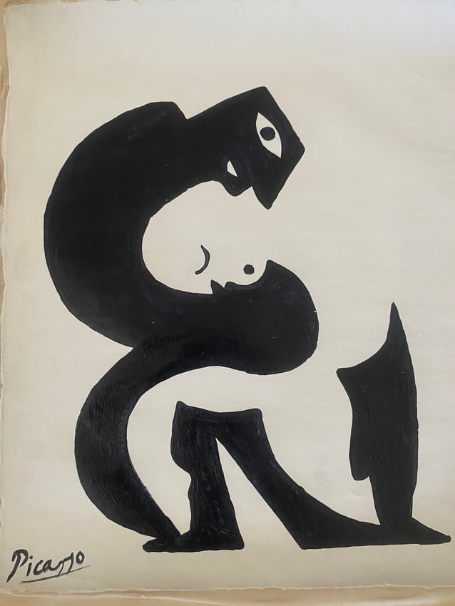 Pablo Picasso Old 20th Century Modern Art Painting on Canvas: Pablo Picasso Old 20th Century Modern Art Painting on Canvas (After)Artist. Sold as is. Not Stretch will be ship in a cardboard tube.No Documents or COA Approx size:17 x 14 1/2 inches. Good Condition 