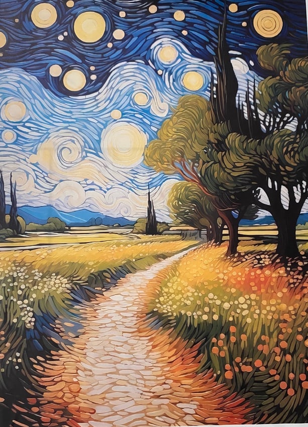 Vincent van Gogh Print on Canvas: Vincent van Gogh Print on Canvas size 32 x 25. Vincent van Gogh was a Dutch Post-Impressionist painter known for his striking colors, bold brushwork, and contoured forms. Though his painting career wa