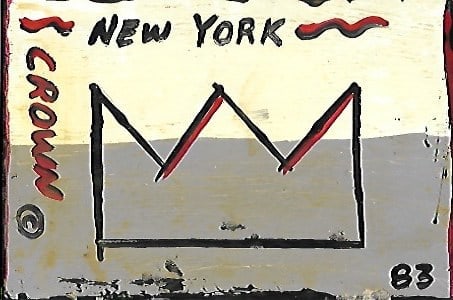 Jean Basquiat Painting Post Card - Crown (After): Jean Basquiat Painting Post Card - SAMO (After Artist) . size: 6 x 4 .GOOD CONDITION, Jean-Michel Basquiat was a Brooklyn-born, African-American artist who became a cultural icon of the 1980s New York