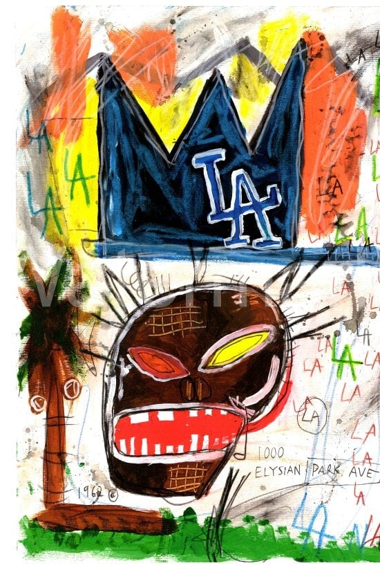 Jean Basquiat Print on Thick Paper: Jean Basquiat Print on Thick Paper. Approx Size: 12 x 17 inches. All lots that do not carry established documented provenance nor any past record of auction history record are described in the catalog
