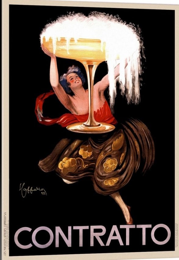 1920s Contratto Champagne Poster: 1920s Contratto Champagne Poster - Art Print copy of the Original. Matte Paper- size Poster Print 24 x 36 . See photo good condition