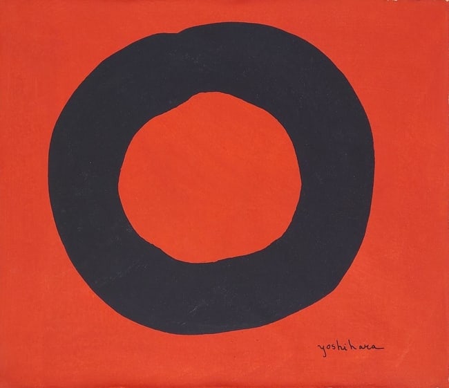 Jiro Yoshihara Abstract Oil Painting on Canvas: Jiro Yoshihara Abstract Oil Painting on Canvas(After)Artist. Sold as is. Not Stretch will be ship in a cardboard tube.No Documents or COA .Approximate dimensions: 53 x 45.5 cm / 20.86 x 17.91 in - Jap