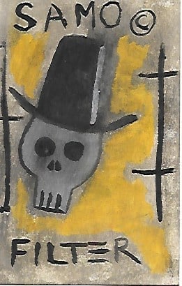 Jean Basquiat Painting Post Card - SAMO (After): Jean Basquiat Painting Post Card - SAMO (After) . size: 5 x 3 1/2.GOOD CONDITION, Jean-Michel Basquiat was a Brooklyn-born, African-American artist who became a cultural icon of the 1980s New York art