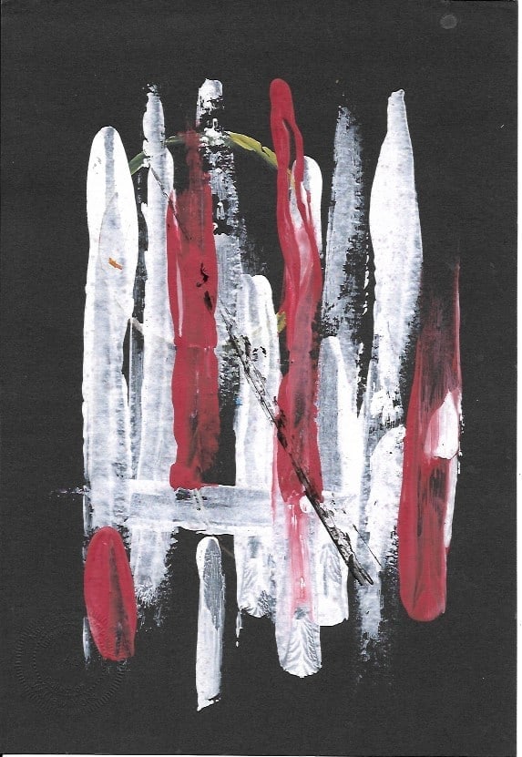 Abstract Painting on paper: Abstract Painting on paper- acrylic- 140 lb paper. size: 8 x 10 inches Dated an signed by artist, Good condition. see photo.We pack and ship for you.