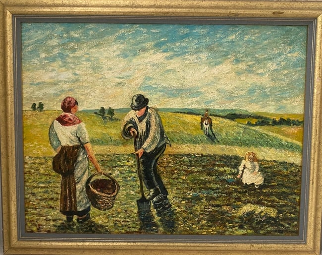 Farm Land Painting on Canvas / wood frame: Farm Land Painting on Canvas /wood frame. see photo for description.Painting size: 12 x 16 . Frame size: 14 x 15. We pack & Ship for you. We take care of the shipping services in