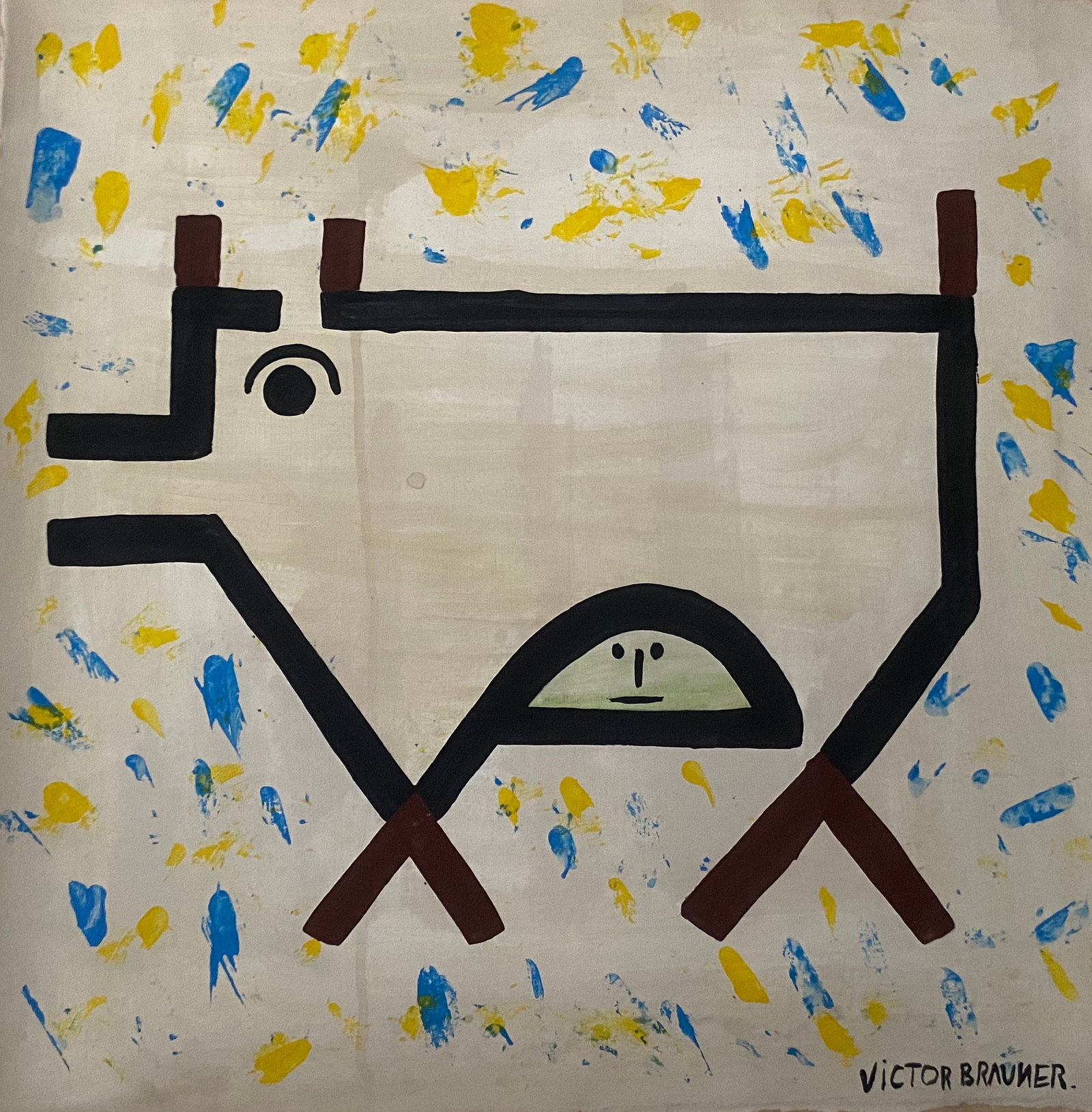 Victor Brauner Old 20th Century Modern Art Painting on Canvas: Victor Brauner Old 20th Century Modern Art Painting on Canvas (After)Artist. Sold as is.No Documents or COA Approx size:18 x 18 inches. Good Condition .We pack & Ship for you. We take care of the ship