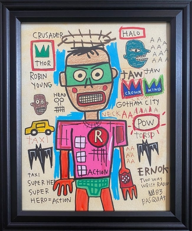 Jean Michel Basquiat Drawing King Samo Rare Vintage Signed Fits Basquiat: Jean Michel Basquiat Drawing King Samo Rare Vintage Signed Fits Basquiat.Approx Painting Size: 08 x 10.Frame Size: 10 x 12 .SEE PHOTOS as part of the description. Good condition. It does not come with