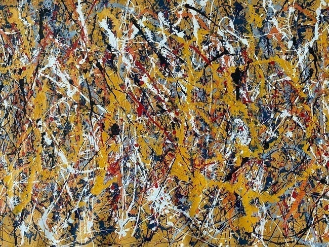 XL Jackson Pollock Abstract Painting on Canvas: XL Jackson Pollock Abstract Painting on Canvas (After Artist)-Approx Painting Size: 60 x 34 Inches. Jackson Pollack is famous for helping to create a whole new art movement called Abstract Expressioni