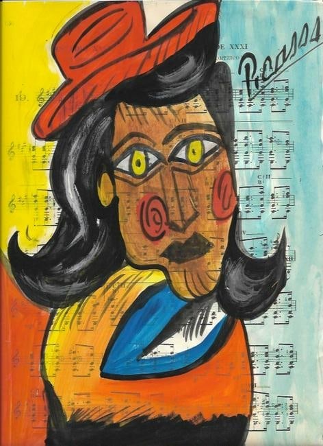 Mixed Media Pablo Picasso Drawing on Paper: Mixed Media Pablo Picasso Drawing on Paper (After Artist). Approx Size: 12 x 8 1/2 inches. Provenance: Private NY Collection. It is being sold as is. Good Condition See Photos.After definition: For pa