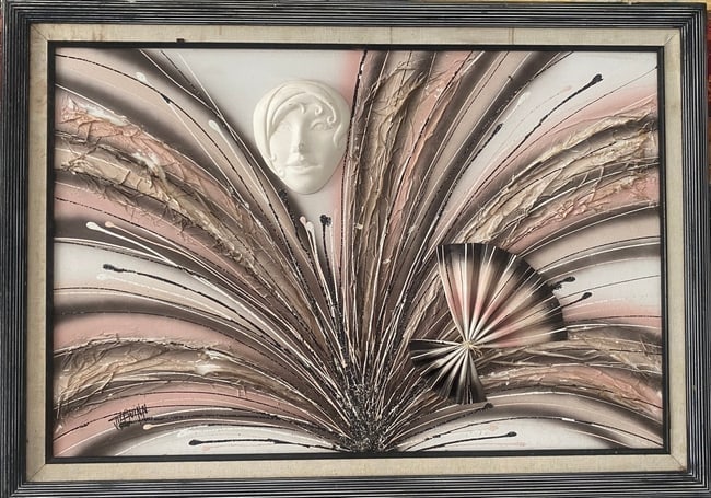 3 D affect Painting on Canvas Framed ready to hang: 3 D affect Painting on Canvas Framed ready to hang. Painting size approx : 24 x 36. Frame size: 29 x 41 x 2. See photos for description.We pack and ship. Shipping service in house.