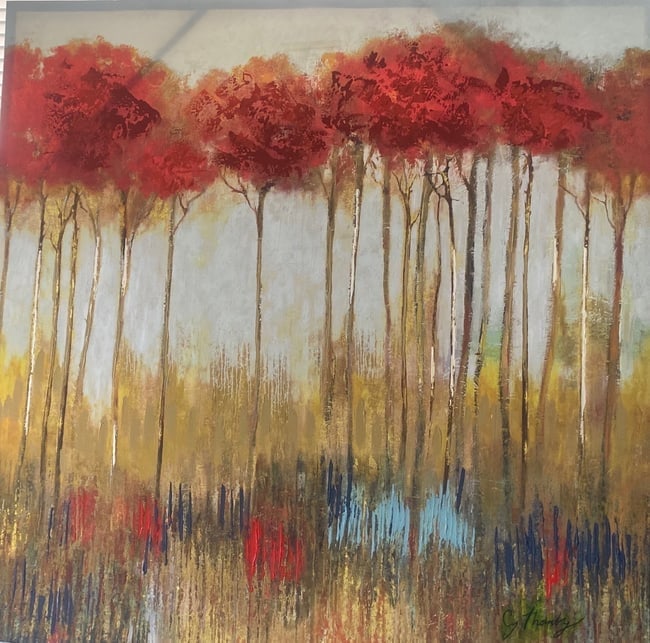 Large mix media Print abstract on Canvas signed: Large mix media Print abstract on Canvas signed.Print size approx : 39 x 39. See photos for description.We pack and ship. Shipping service in house.