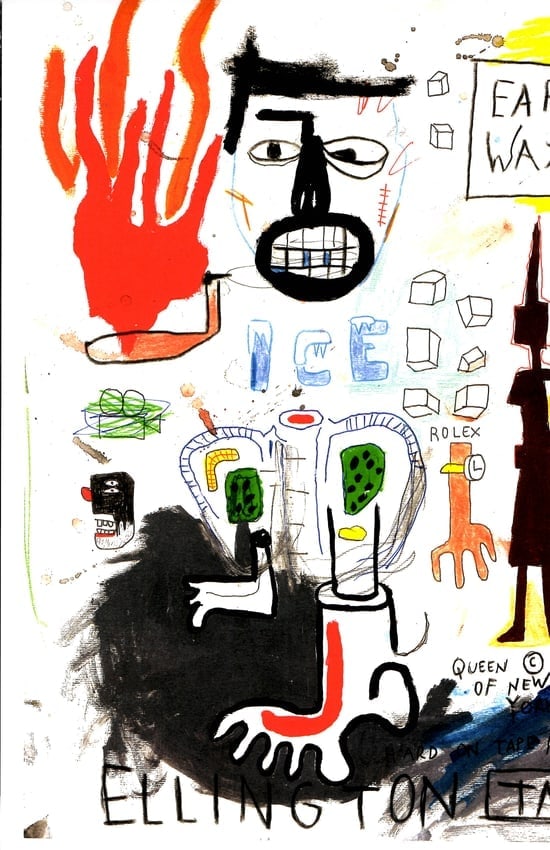 Jean Basquiat Expressionism Print on Thick Paper: Jean Basquiat Expressionism Print on Thick Paper. Paper Size: 12 1/2 x 17 1/2 Inches. Extra Thick 300 gsm Fine art Paper. Embossed Stamp. Excellent Condition. See photos.