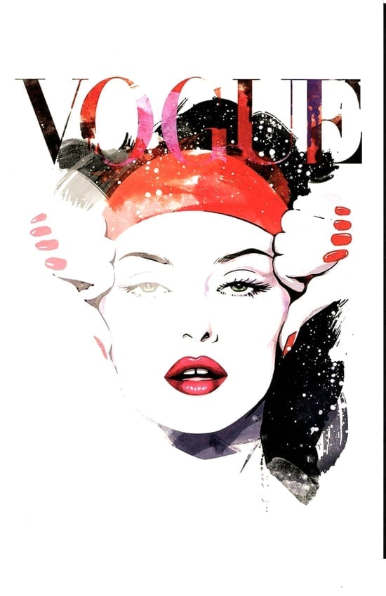 Vougue ink Print on Thick Paper: Vougue ink Print on Thick Paper.This is an ink Print on Thick Paper. Paper Size: 12 1/2 x 17 1/2 Inches. Extra Thick 300 gsm Fine art Paper. Embossed Stamp. Provenance: Private NY Collector.No COA or 