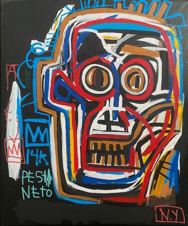 Rare Large 1983 Fits Basquiat Painting on Canvas (1 of 6)