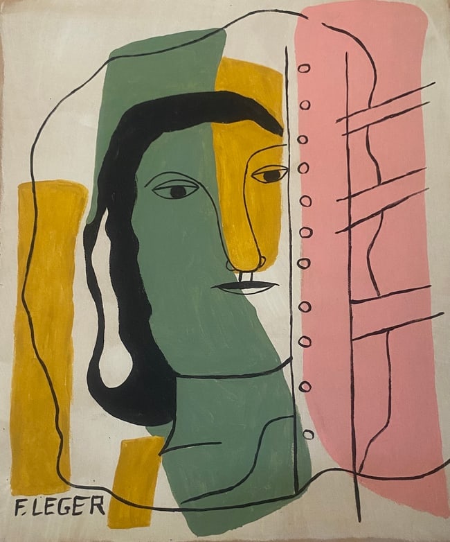 Abstract Painting on Canvas Signed F. Leger, Modern Art (1 of 6)