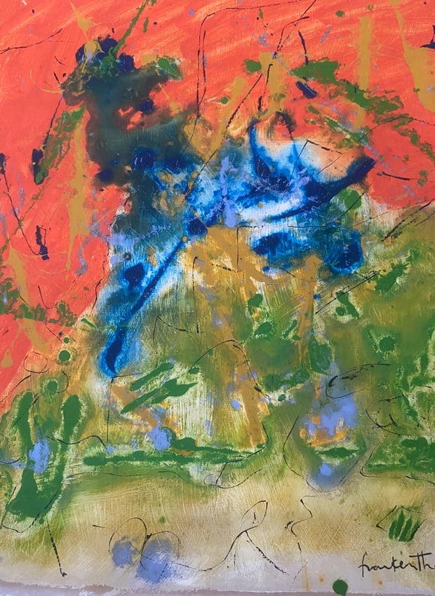 Abstract Painting on Canvas Signed Henry Frankenthale , Modern Art (1 of 2)