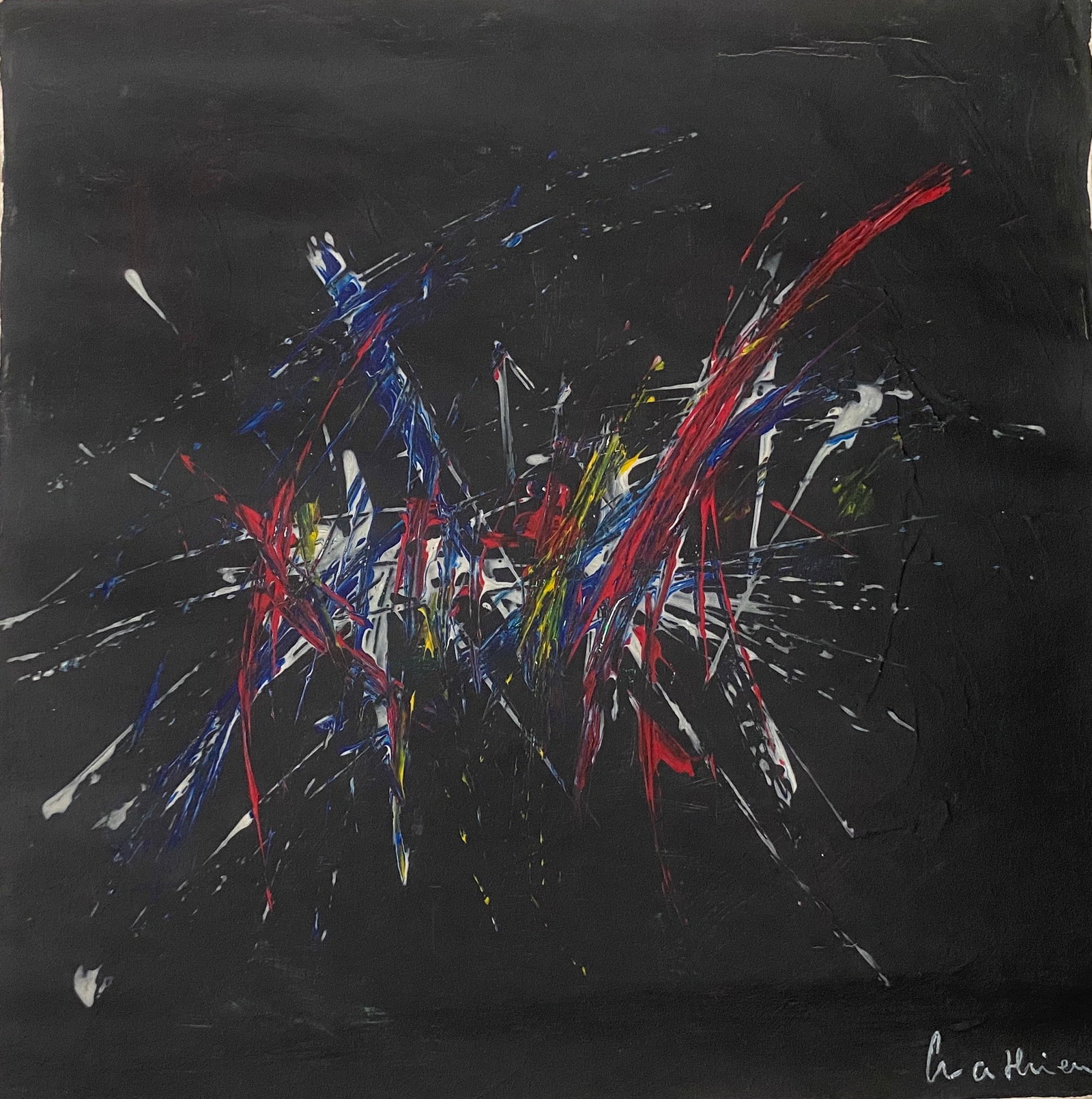 Mathieu Old 20th Century Modern Art Painting on Canvas: Mathieu Old 20th Century Modern Art Painting on Canvas (After)Artist. Sold as is.No Documents or COA Approx size:20 x 20 inches. Good Condition .We pack & Ship for you. We take care of the shipping se