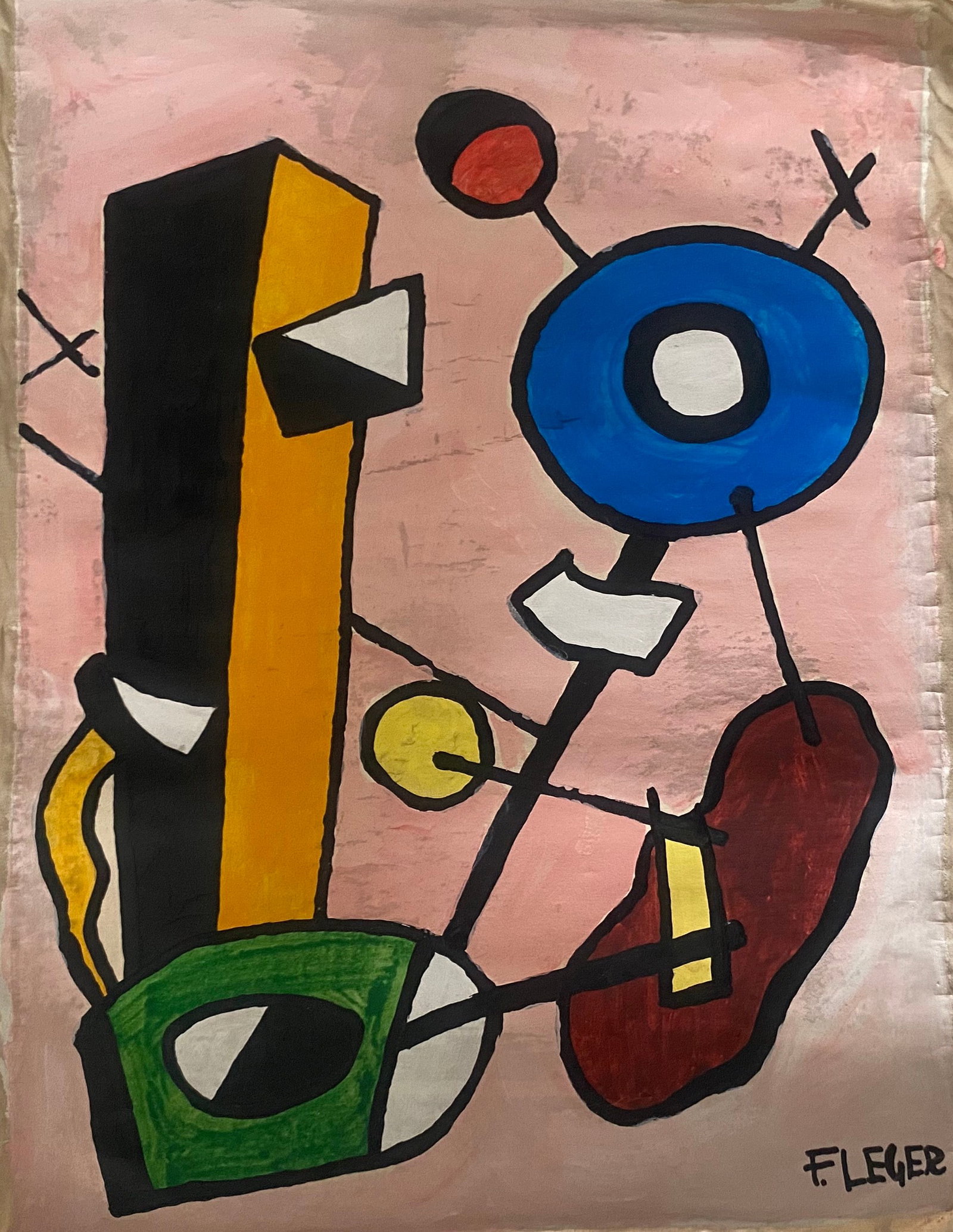 F.Leger Old 20th Century Modern Art Painting on Canvas: F.Leger Old 20th Century Modern Art Painting on Canvas (After)Artist. Sold as is.No Documents or COA Approx size:22 x 16 inches. Good Condition .We pack & Ship for you. We take care of the shipping se