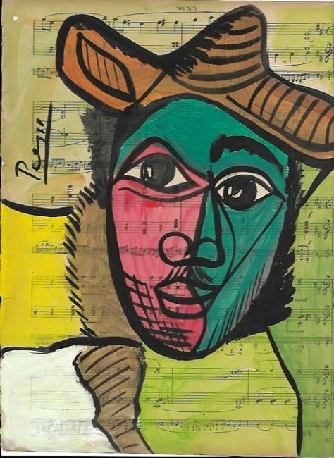 Mixed Media Pablo Picasso Drawing on Paper After (artist) (1 of 2)