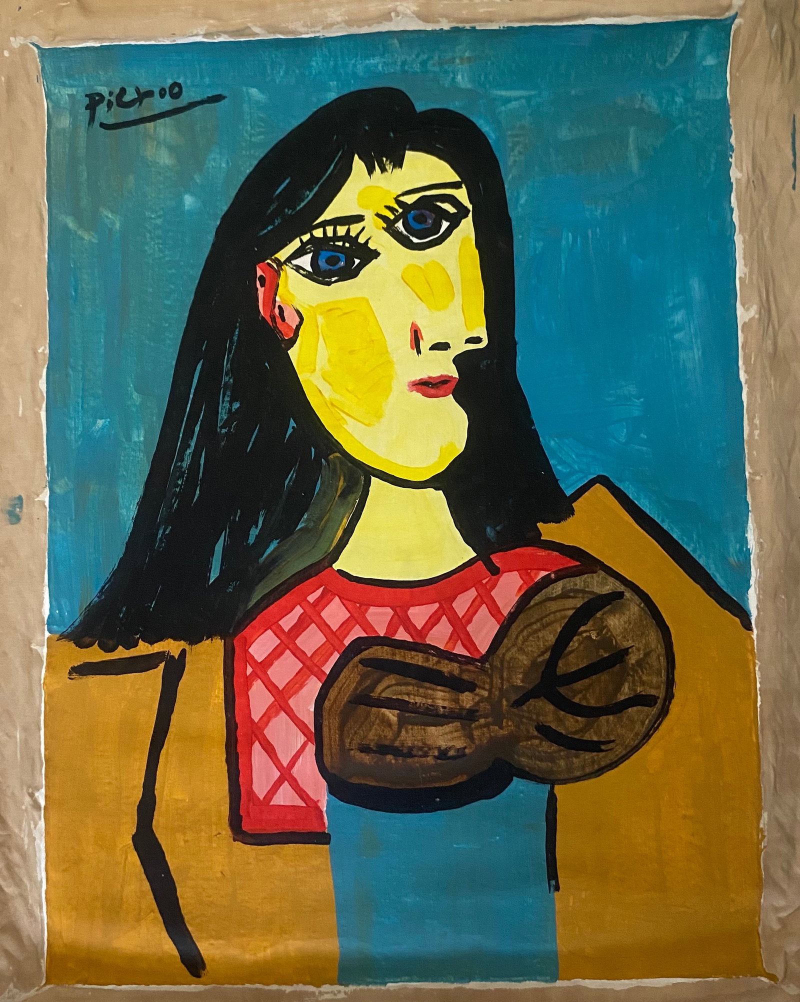 Picasso Old 20th Century Modern Art Painting on Canvas: Picasso Old 20th Century Modern Art Painting on Canvas (After)Artist. Sold as is.No Documents or COA Approx size:22 x 16 inches. Good Condition .We pack & Ship for you. We take care of the shipping se