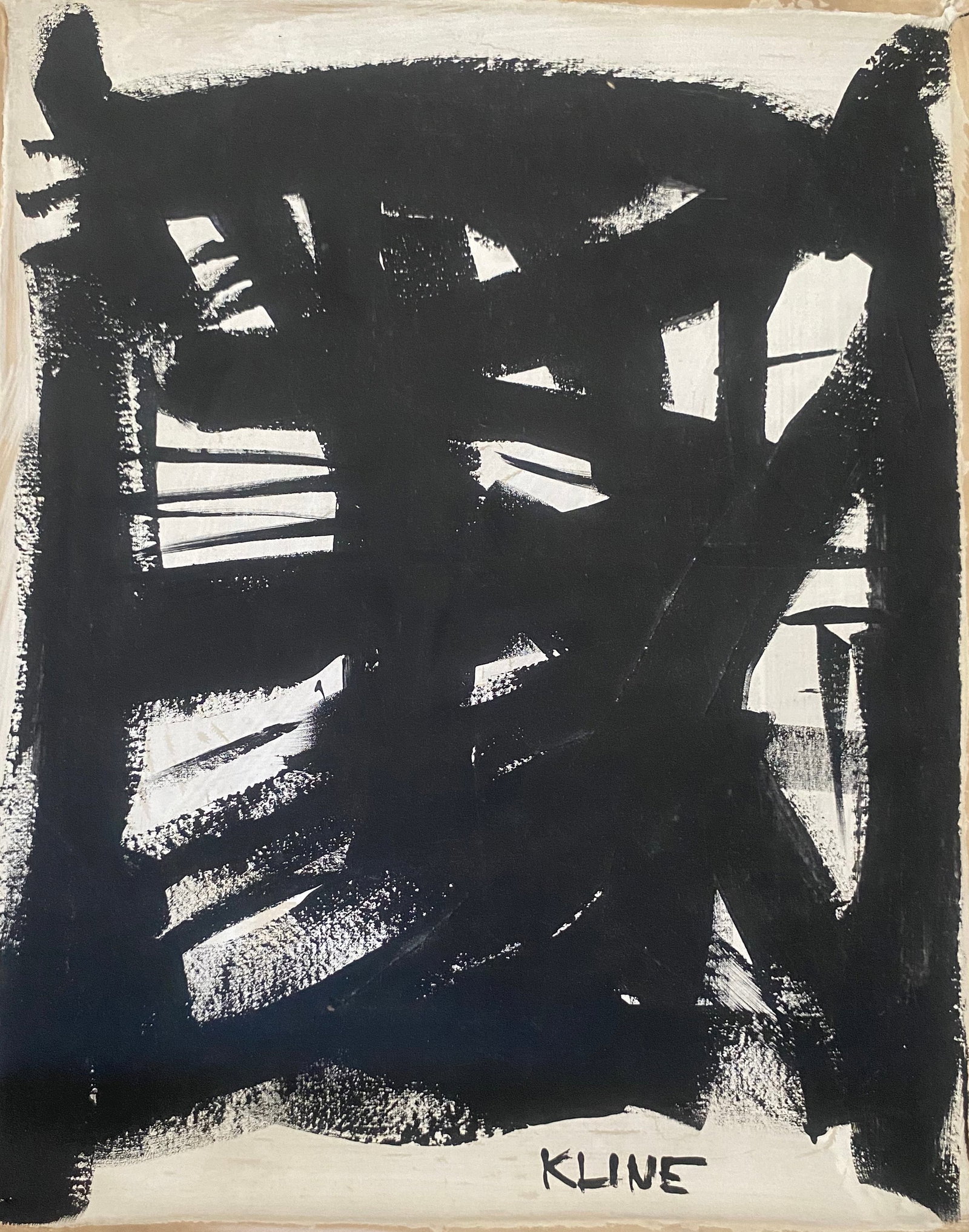 Kline Old 20th Century Modern Art Painting on Canvas: Kline Old 20th Century Modern Art Painting on Canvas (After)Artist. Sold as is.No Documents or COA Approx size: 21 x 17 inches. Good Condition .We pack & Ship for you. We take care of the shipping ser