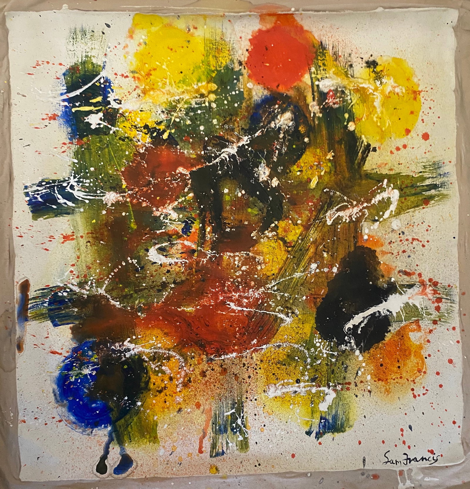 Abstract Old 20th Century Modern Art Painting on Canvas - 2