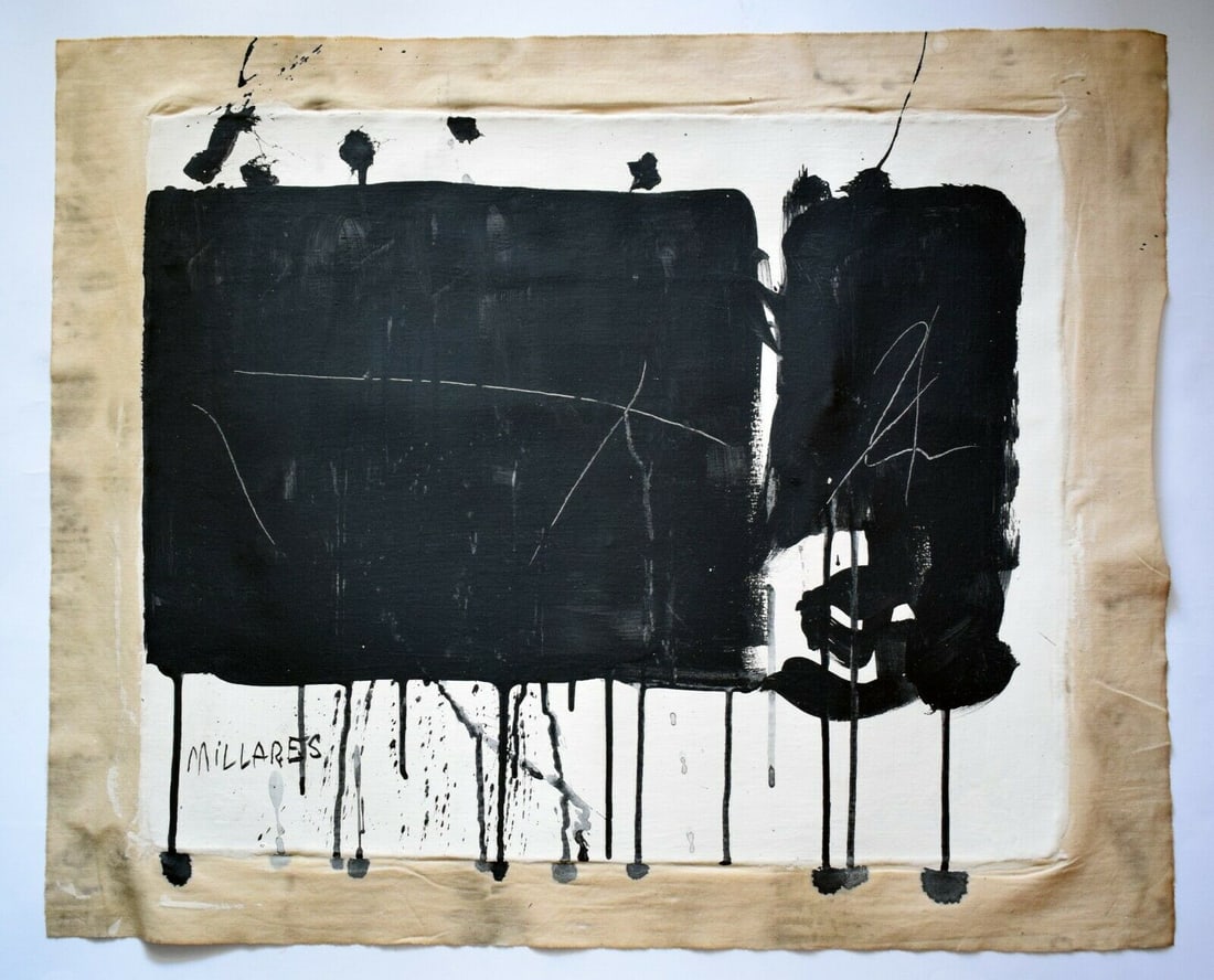 Vintage Abstract Canvas Millares, Modern Art 20th Century - 2