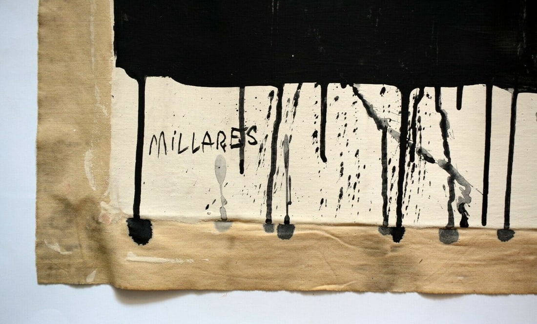 Vintage Abstract Canvas Millares, Modern Art 20th Century - 3