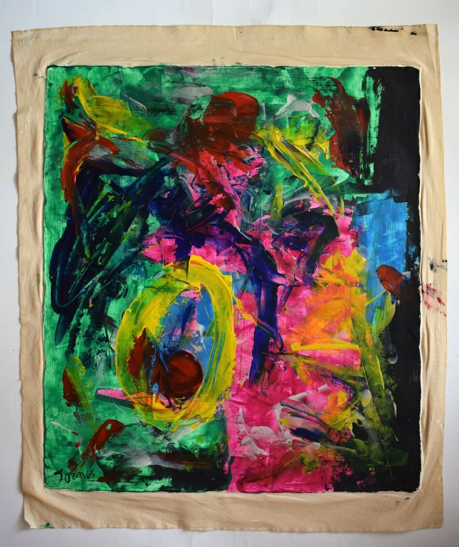 Vintage Abstract Canvas Painting Jorn, Modern Art 20th Century - 2