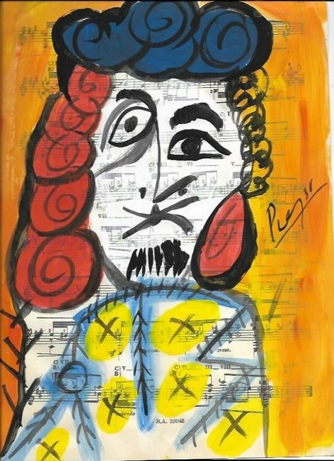 Mixed Media Pablo Picasso Drawing on Paper (1 of 2)