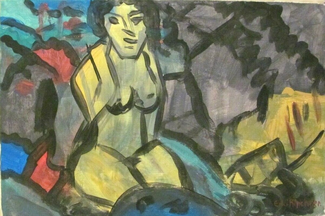 Abstract Canvas E.L.Kirchner (After) artist: Abstract Canvas (After) artist E.L.Kirchner, Modern Old 20th Century Art. Good condition, no losses, needs stretching. No COA, no supporting papers, sold as is. Size: 13 x 20.Good condition. See photo