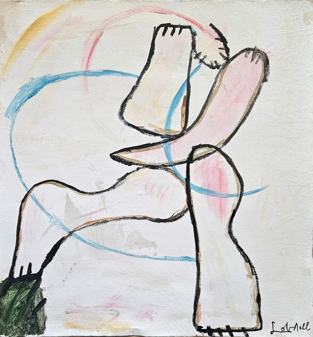 Abstract Painting Lobdell Modern Art 20th Century(After Artist): Abstract Canvas Lobdell, Modern Art 20th Century(After Artist)Size : 18 by 16 inches . This is not a print of any kind.This is hand painted condition is good.Acquired from private collection.The paint