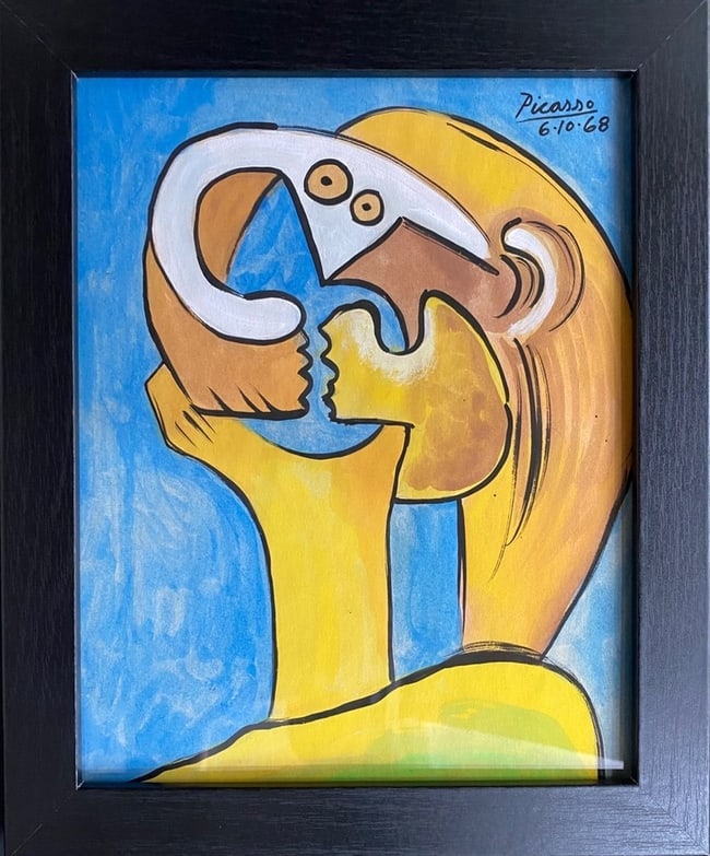 Pablo Picasso Drawing, Stamp on Verso (1 of 4)