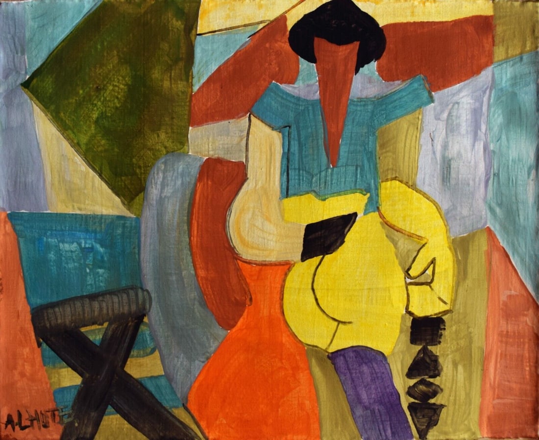 Abstract painting on Canvas A. Lhote, Modern Art 20th Century: Abstract painting on Canvas A. Lhote, Modern Art 20th Century.(After artist) Approx Canvas Size: 22 x 14 Inches - Unstretched .Good condition. See photos . We pack & Ship for you. We take care of the 