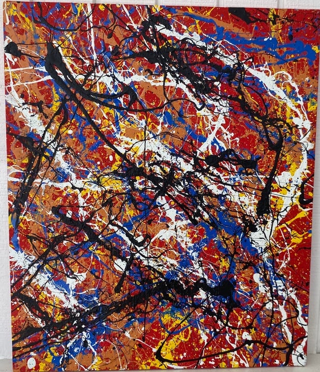 Jackson Pollock Abstract Painting on Canvas: Jackson Pollock Abstract Painting on Canvas stamp on Verso. Painting size: 24 x 20 inches The painting is from a Private NY Collector.This painting does not carry established document provenance, nor 