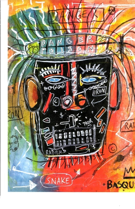 Jean Basquiat Expressionism Print on Thick Paper.: Jean Basquiat Expressionism Print on Thick Paper. Paper Size: 12 1/2 x 17 1/2 Inches. Extra Thick 300 gsm Fine art Paper. Embossed Stamp. Excellent Condition. See photos.