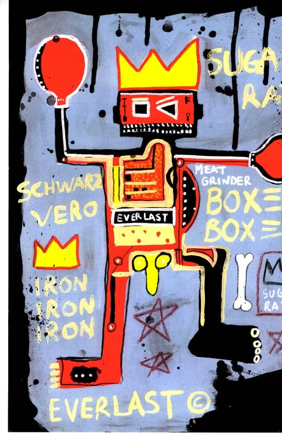 Jean Basquiat Expressionism Print on Thick Paper.: Jean Basquiat Expressionism Print on Thick Paper. Paper Size: 12 1/2 x 17 1/2 Inches. Extra Thick 300 gsm Fine art Paper. Embossed Stamp. Excellent Condition. See photos.