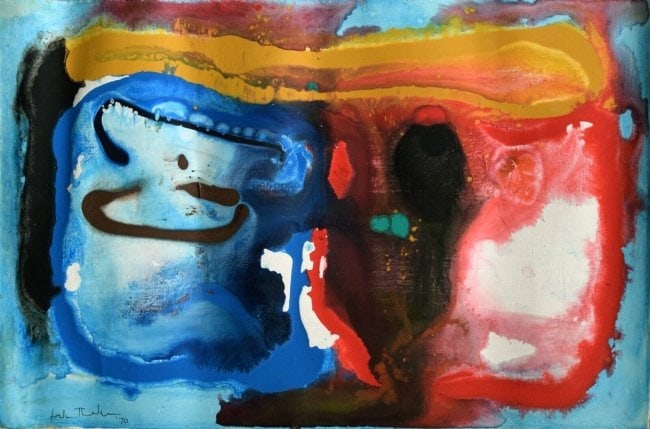 Frankenthaler , Modern Old 20th Century (After artist): Frankenthaler, Modern Old 20th Century Art oil Painting on Canvas Modern Art (After artist). Sold in the style of Artist. Approx size: 32 x 13. No documentation or COA. Sold as is. Good Condition. Aft