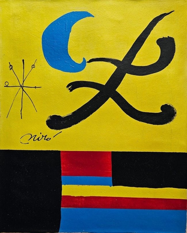 Miro, Modern Art 20th Century Painting On Canvas: Miro, Modern Art 20th Century Painting On Canvas (after Artist). Approx Painting: 20 x 16 inches.SEE PHOTOS as part of the description. Good condition . We pack & Ship for you. We take care of the shi