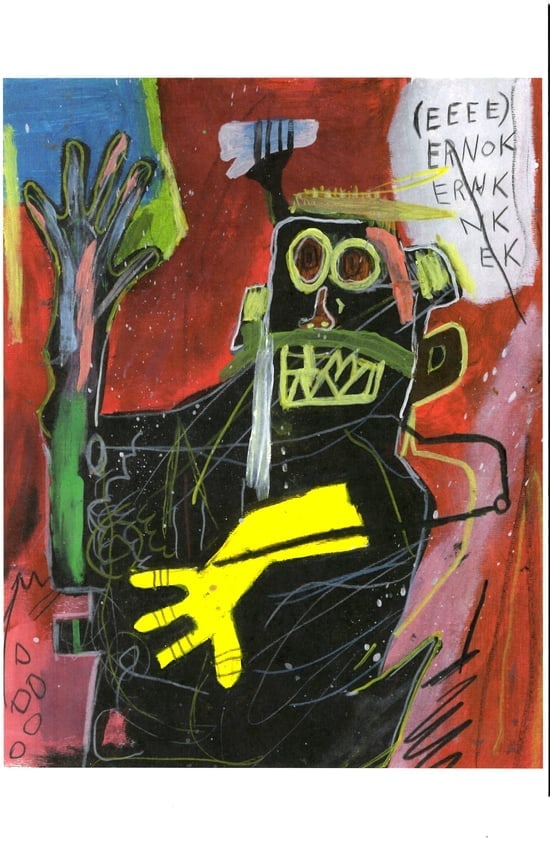 Jean Basquiat Expressionism Print on Thick Paper.: Jean Basquiat Expressionism Print on Thick Paper. Paper Size: 12 1/2 x 17 1/2 Inches. Extra Thick 300 gsm Fine art Paper. Embossed Stamp. Excellent Condition. See photos.