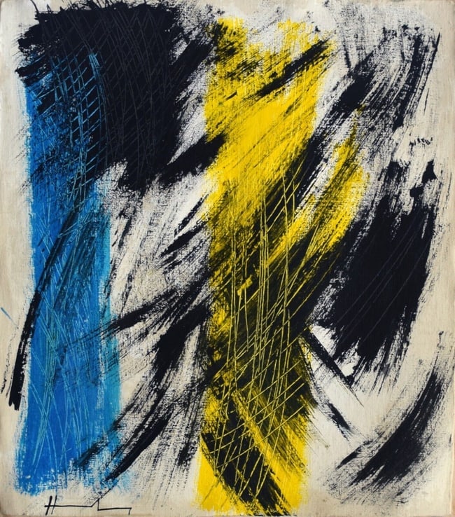 Hans (Hartung) Modern Old 20th Century Art (After Artist): Hans (Hartung)(After Artist)Modern Old 20th Century Art oil Painting on CanvasModern Art. Sold in the style of Artist. Approx size: 18 x 16. No documentation or COA. Sold as is. Good Condition. After 