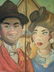 G.Long Signed Vintage Original Cartoon large Framed Oil