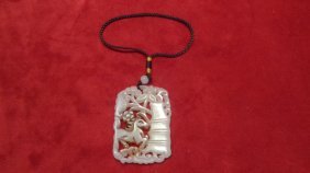 Large Open Work Chinese White Double Face Jade Pendant. (1 of 1)